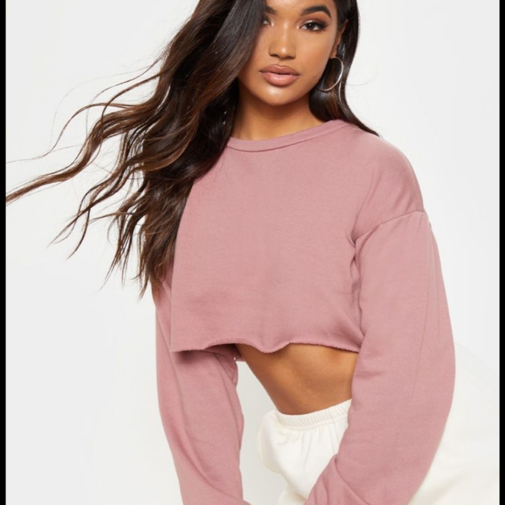 Mauve Cut off Sweatshirt